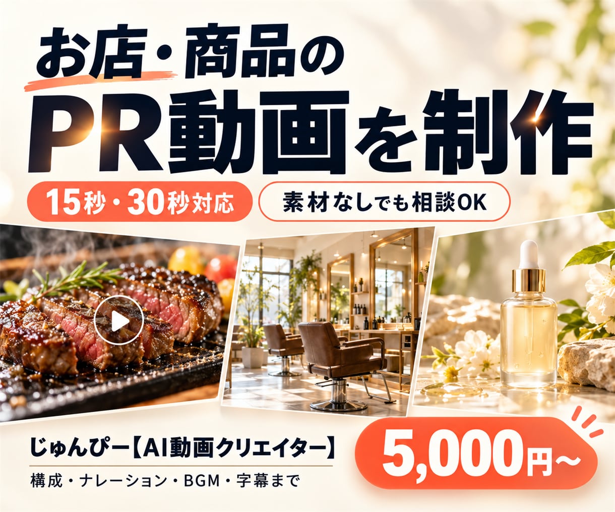 お店・商品・サービスなどのPR動画を制作します 素材なしでも相談OK！構成・音声・字幕までお任せ イメージ1