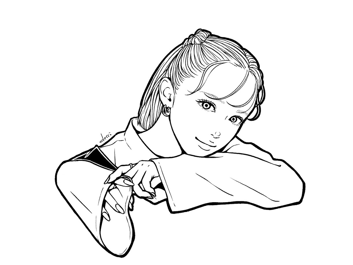 ペーパーアイテムに使える！線画の似顔絵お描きします ステッカーみたいな似顔絵。結婚式やイベントのノベルティに。 イメージ5
