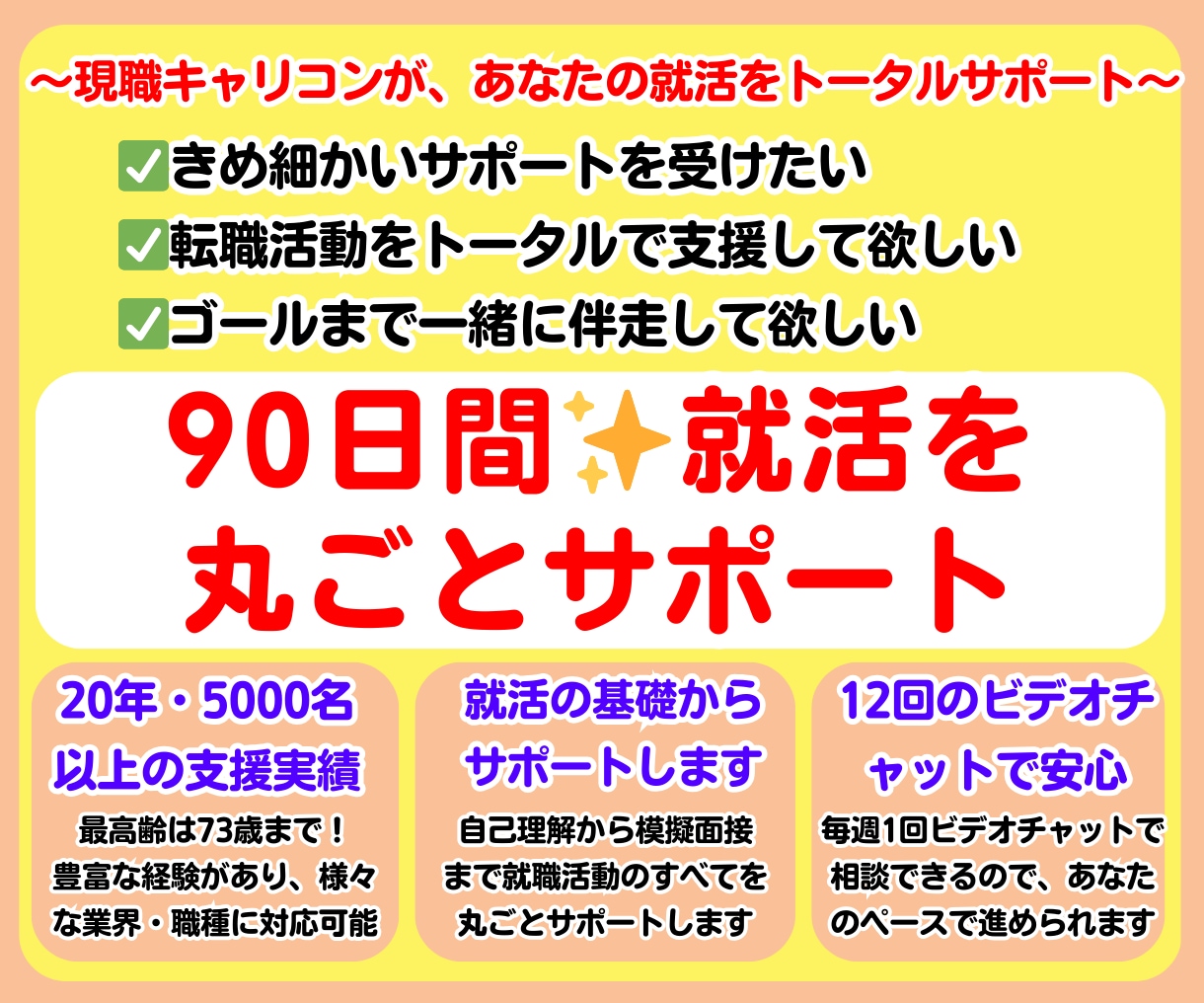90日間現職キャリコンが就活を丸ごとサポートします 転職の方法、応募書類作成、面接対策まで３ヶ月間すべてサポート イメージ1
