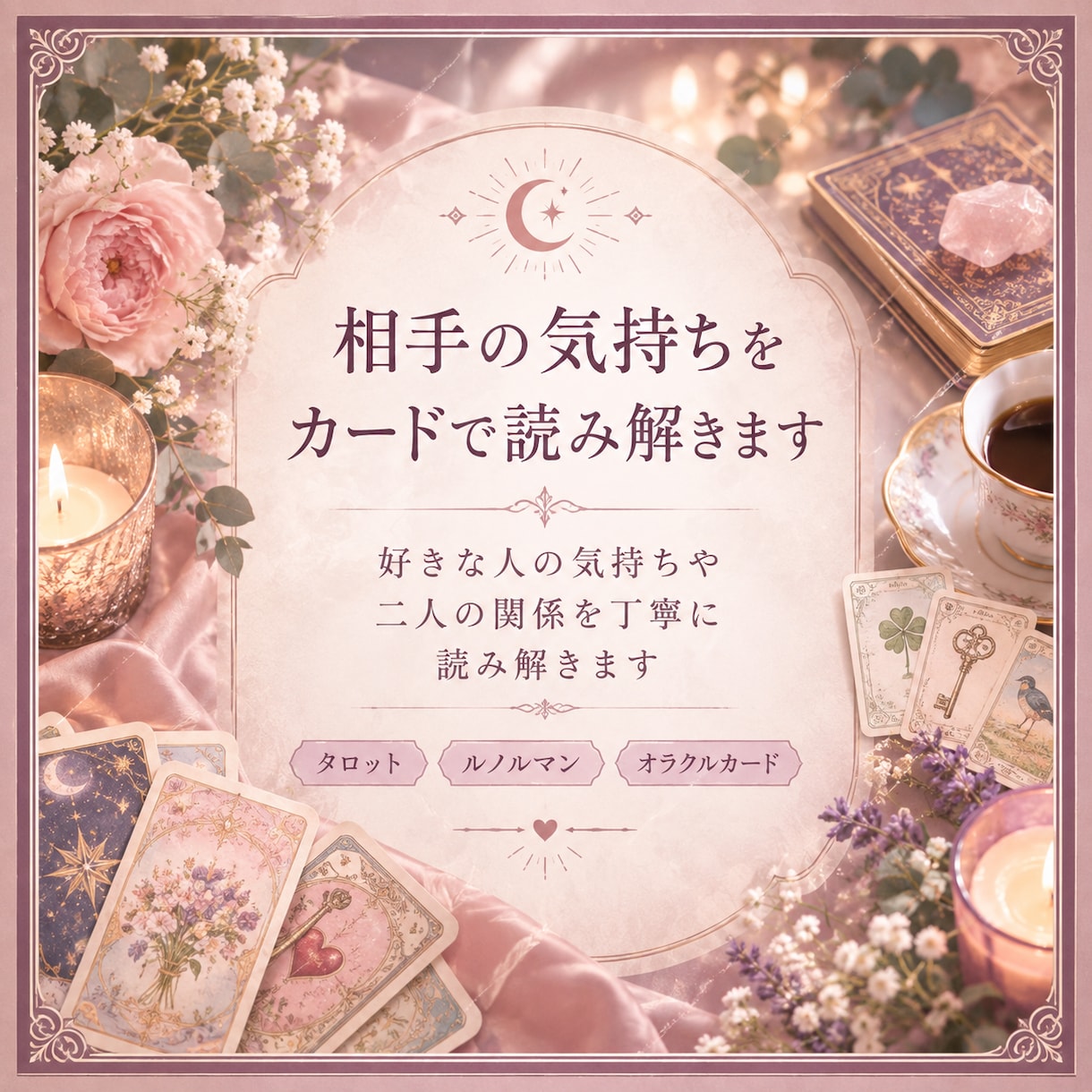相手の気持ちをカードで読み解きます 好きな人の気持ちや二人の関係を丁寧に読み解きます イメージ1