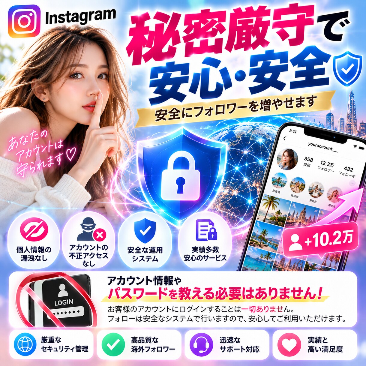 インスタグラムの数字と見栄え、丸ごと強化します フォロワー、いいね、再生数、コメント、保存、改善まで丸投げ イメージ5