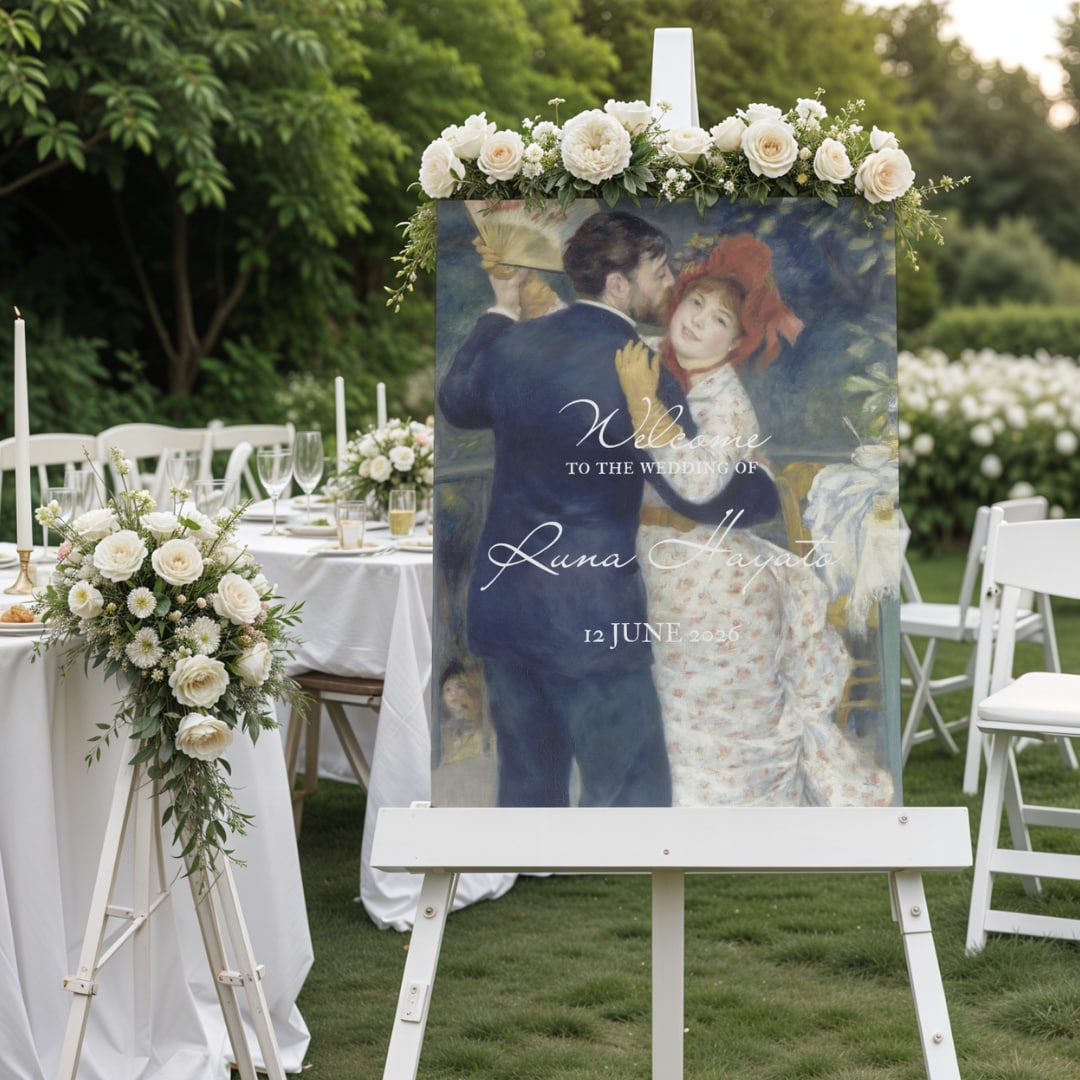 名画でお2人だけの結婚式ウェルカムボード作成します アート好きなお二人に◆名画を使用した美術館ポスターデザイン イメージ6