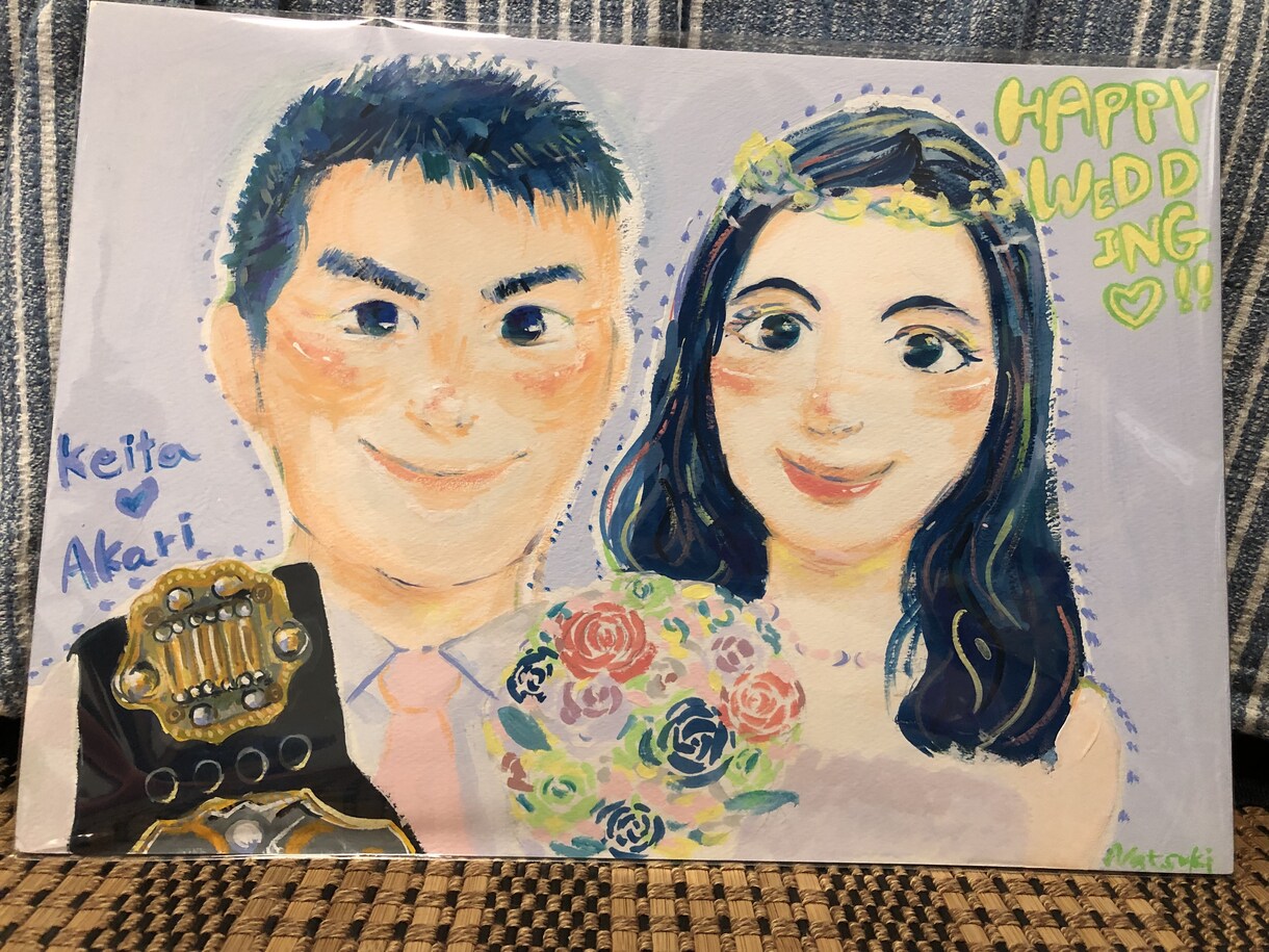 あなた好みのすてきなウェルカムボードを描きます 好みにあわせて、アクリル絵の具で可愛い似顔絵をかきます！ イメージ3