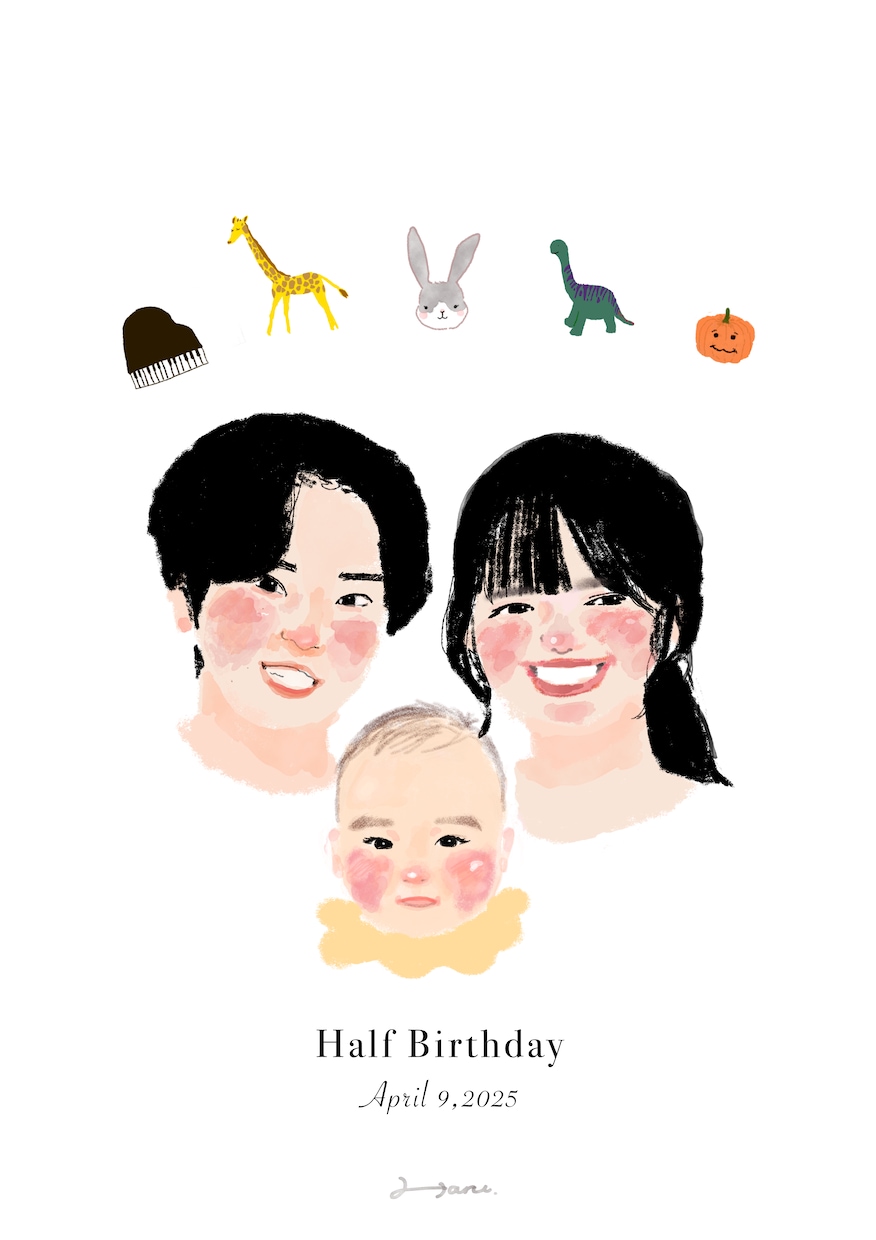 好き、を散りばめた可愛い似顔絵を描きます 誕生日や記念の贈り物にぴったりです。 イメージ3