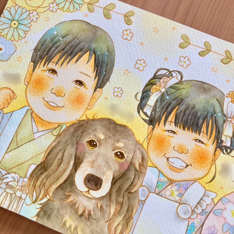 11月末まで！！七五三の記念を似顔絵にします 大切な記念日をふんわりあたたかい似顔絵にしませんか♡ イメージ5