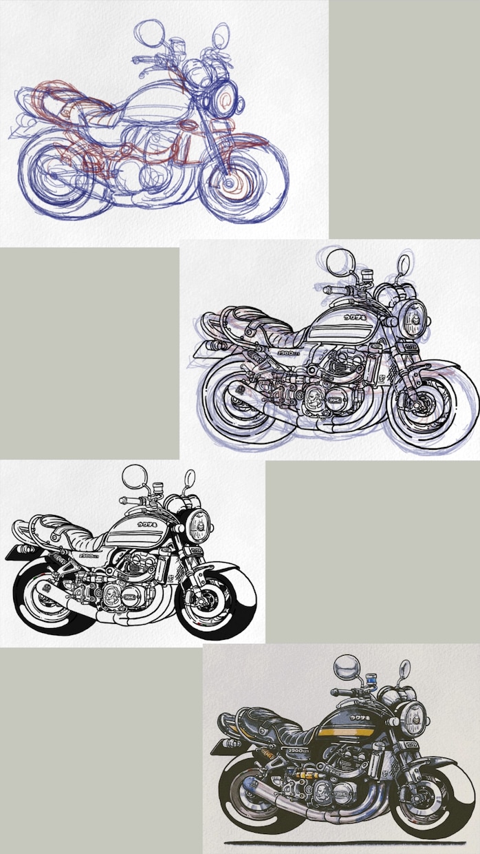 愛車のバイク、デフォルメイラストにします レトロポップでかわいい雰囲気！ イメージ2