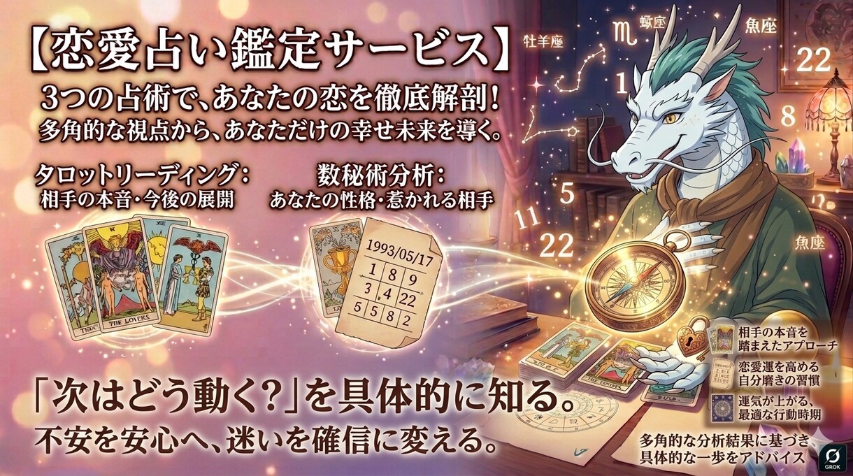 恋をやさしく導く恋愛鑑定を行います タロット×数秘×占星で恋の未来を読み解く イメージ5
