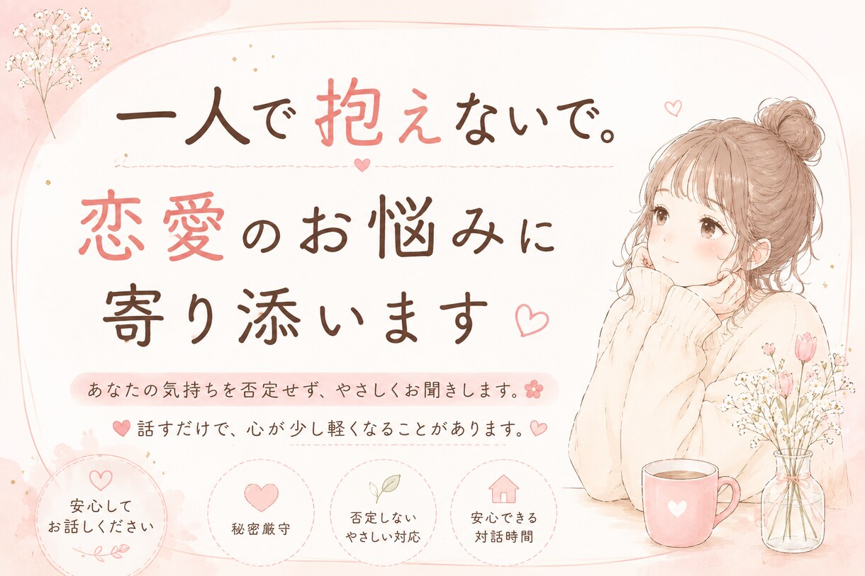 恋愛のお悩みに寄り添います あなたの気持ちに寄り添い、一緒に考えます イメージ1