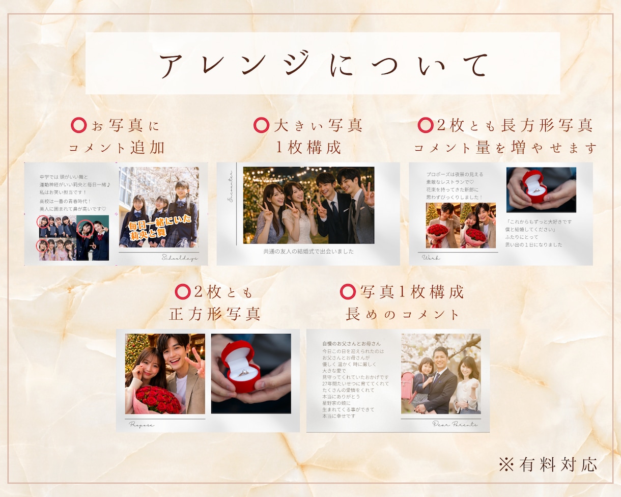エモくておしゃれ結婚式プロフィールムービー作ります ゲストに感謝を伝える感動的な演出♡BGMに合わせて制作します イメージ3