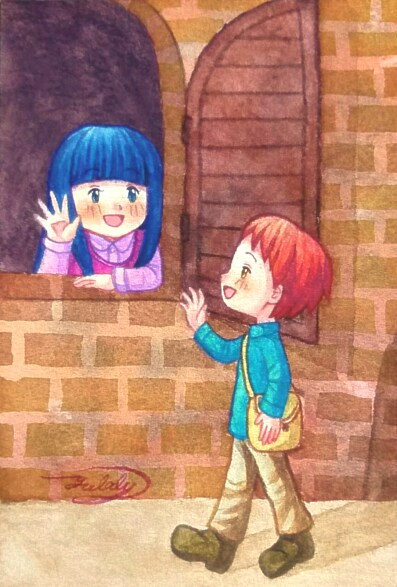 水彩色鉛筆ではがきサイズイラストを描きます 絵本のような、温かくて優しい絵柄が得意です！ イメージ10