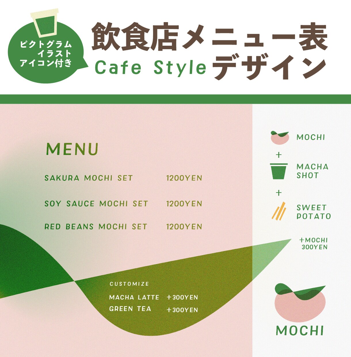 Cafe風メニュー表デザインします シンプルで印象に残るデザイン/ピクトグラム・イラスト対応可 イメージ1