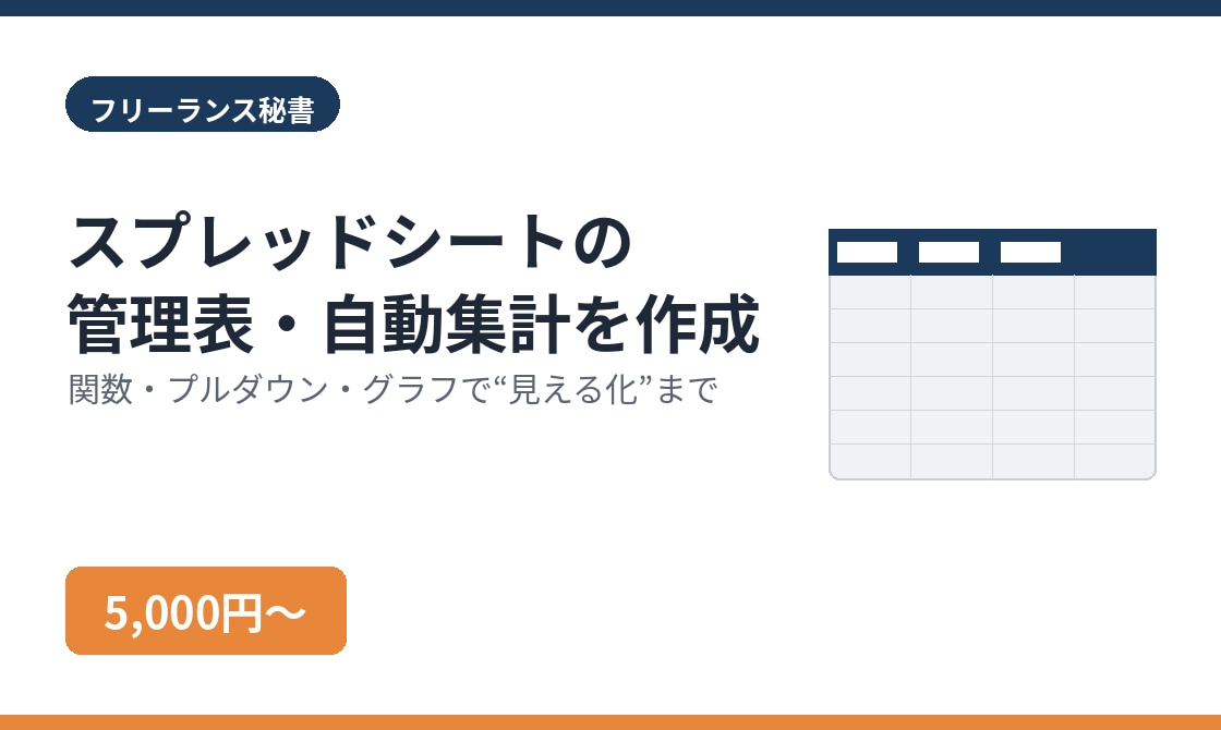 スプレッドシートの管理表・自動集計を作成します 関数・自動集計・グラフで“見える化”します イメージ1