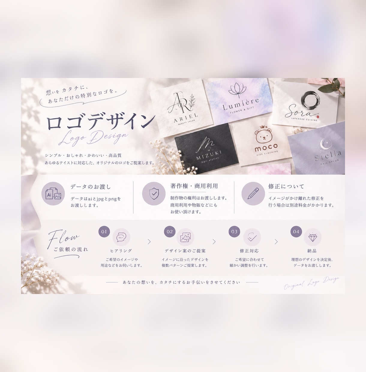 想いをカタチにするロゴを制作します イメージに寄り添い、丁寧にロゴをデザインします イメージ4