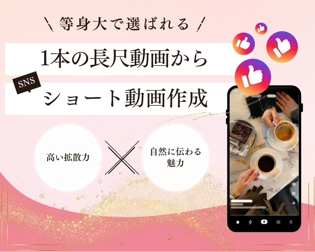 長尺動画をSNS用ショート動画に編集します TikTok・Instagramリール向けに作成します イメージ1