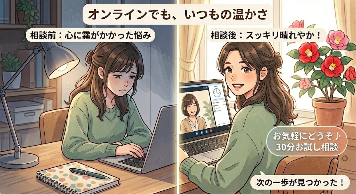 30分、あなたのお仕事のお話お聴きします まずはお試し相談！キャリコンに話してみませんか？ イメージ2