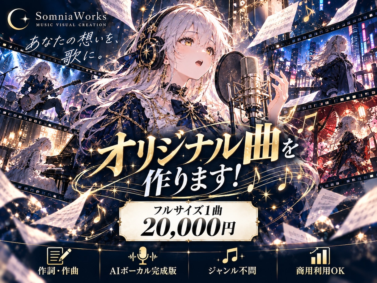 テーマを伝えるだけ！オリジナル曲を作ります あなたの想いを、歌にして届けます。 イメージ1