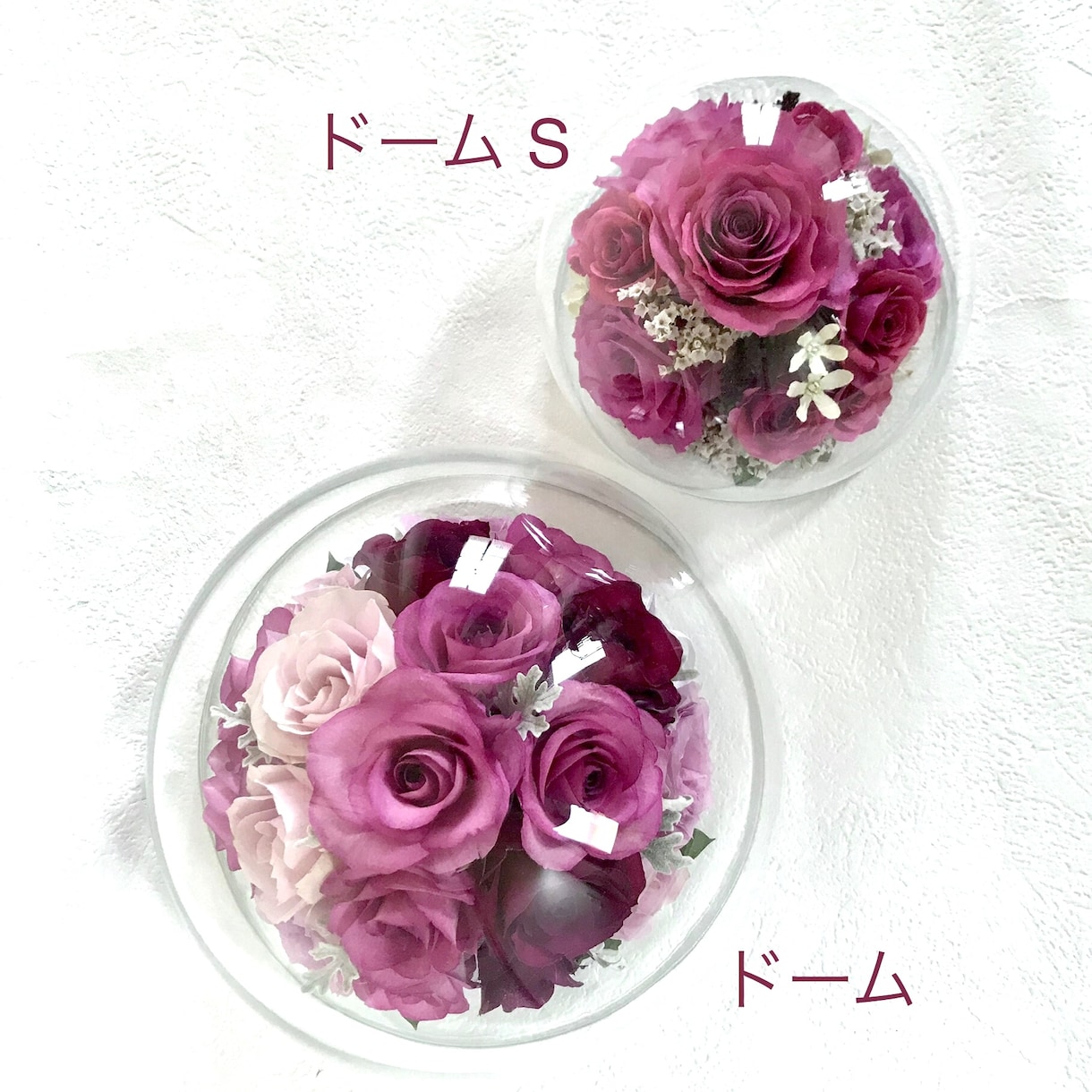 プロポーズの花束　保存　ブーケ　記念の花を残します 【ガラス・ドーム】特別な日の花を立体的に保存　ドライ加工 イメージ3