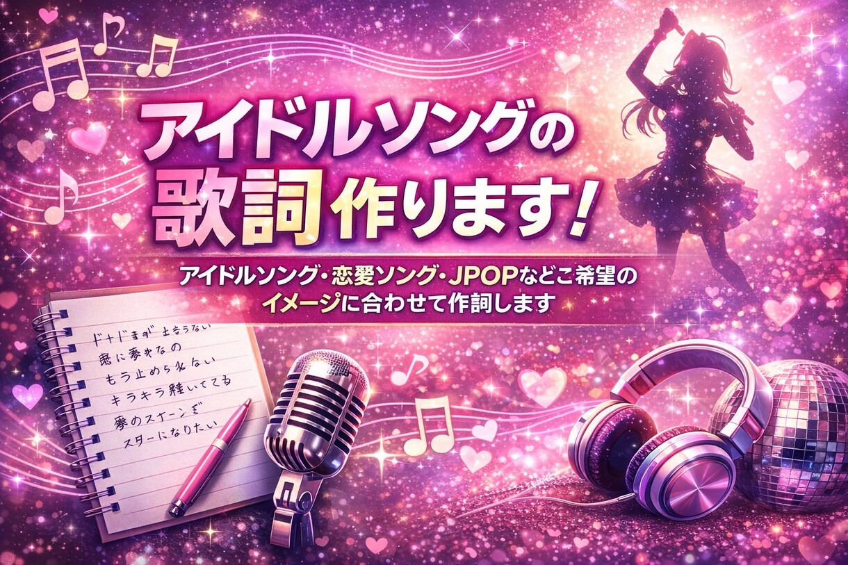 アイドルソングの歌詞作ります アイドル・JPOP・恋愛ソングなどご希望に合わせて制作します イメージ1