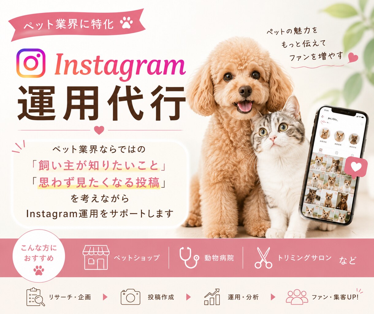ペット業界特化のInstagram運用代行をします ペット業界に特化したInstagram運用をお任せください イメージ1