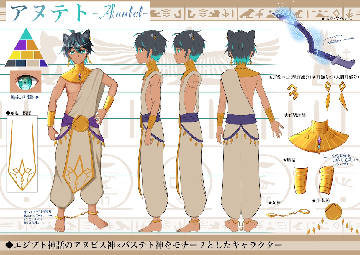 オリジナルキャラの三面図や立ち絵などを制作致します IRIAMやTRPGなど様々な用途に使える立ち絵制作します！ イメージ3