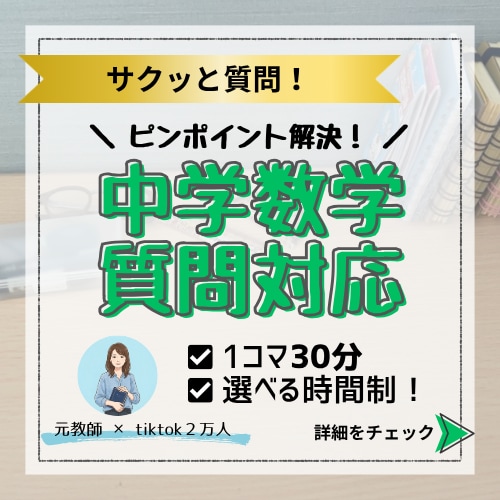 タイパ重視！元教師が中学数学の質問対応します わからない問題だけ！30分から選べるサクッと質問サービス イメージ1