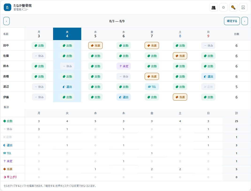 小さなお店のシフト管理システムを設置します LINEでのシフト調整を卒業。スマホで全員分が一目で イメージ3