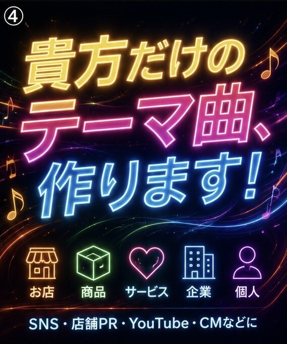 あなただけのオリジナルテーマ曲を作ります お店・商品・サービスを歌で印象に残します イメージ4