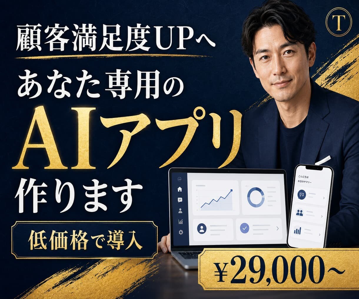 あなたの事業に必要な「専用AIアプリ」を制作します 顧客満足度UP！自社専用のAIツールを、低価格で持つ。 イメージ1