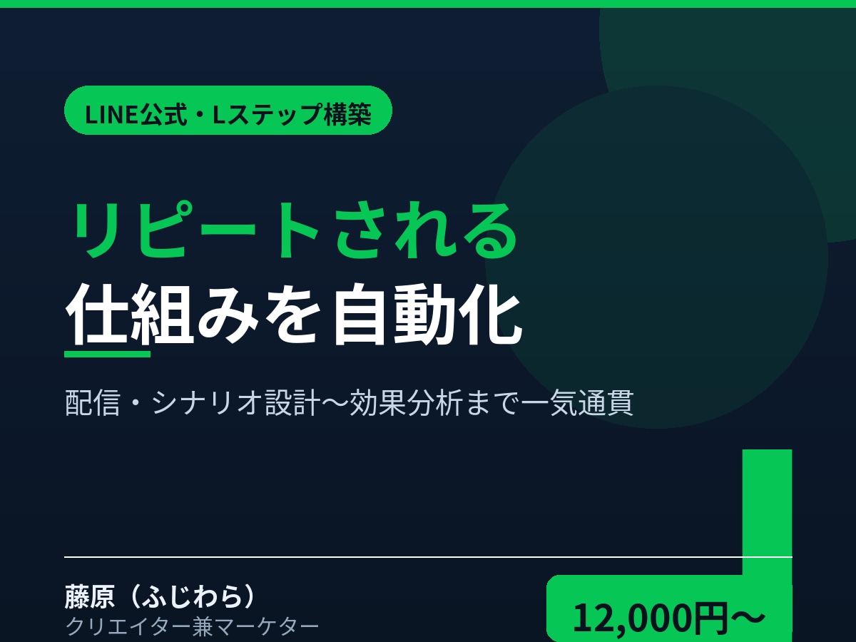 LINE公式・Lステップ構築を代行します 配信・シナリオ設計から効果分析まで、リピートされる仕組み構築 イメージ1