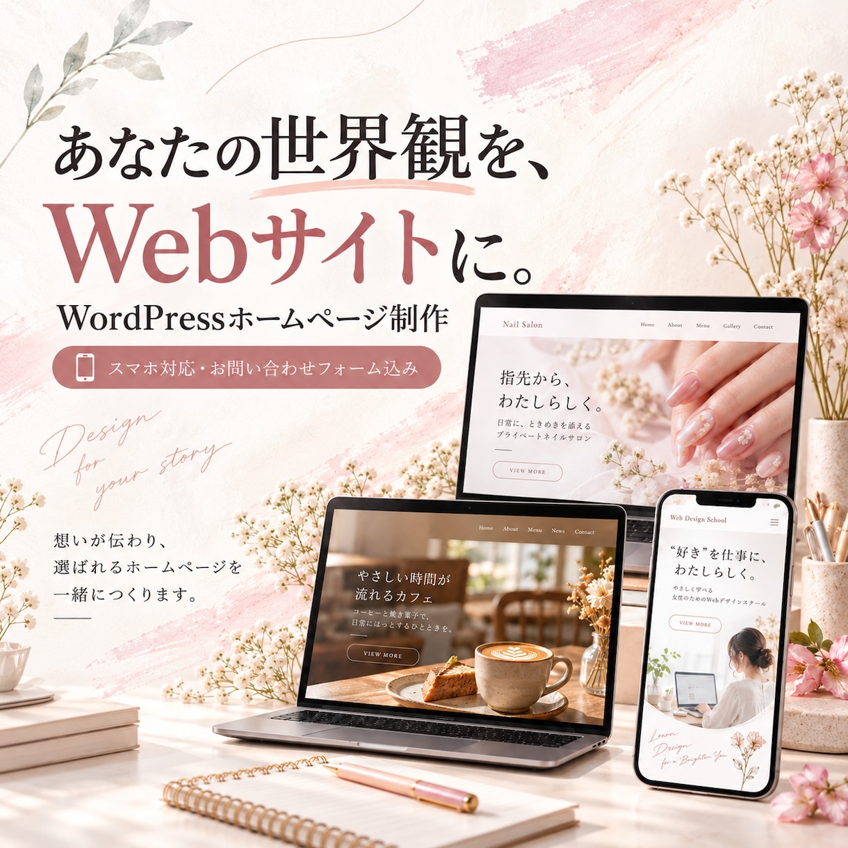 WordPressでHP制作します スマホ対応・お問い合わせフォーム込みで丁寧に制作 イメージ1