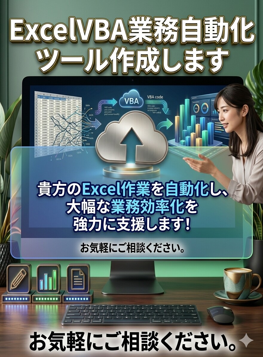 ExcelVBA業務自動化ツール作成します Excel作業を自動化し業務効率化を支援します イメージ1