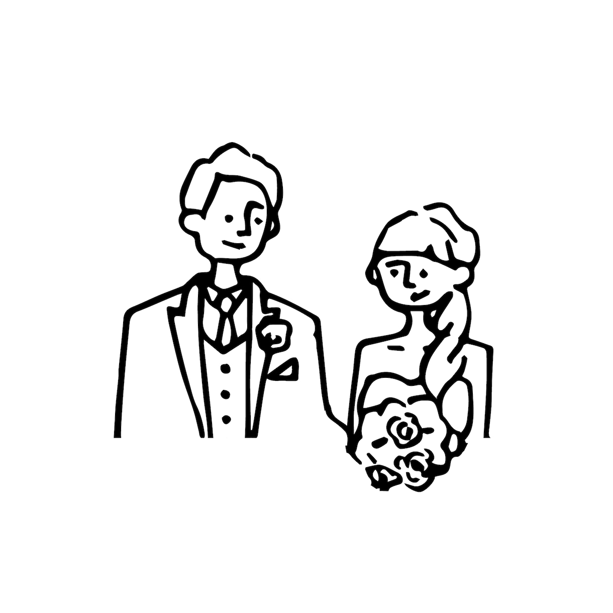 結婚式用のおふたりのイラストを描きます ドレスアップを想定したシンプルなイラストをご提供します イメージ4