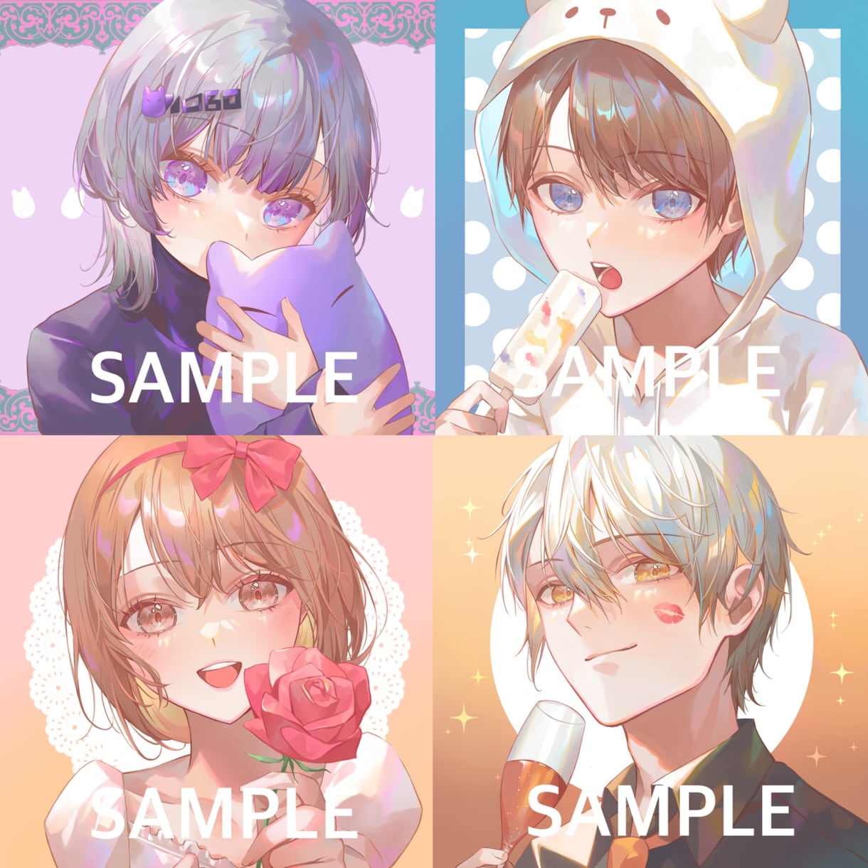 キラキラホログラムのような可愛いイラスト描きます アイコン、一枚絵、キャラデザ、MVイラスト何でも承ります！ イメージ2