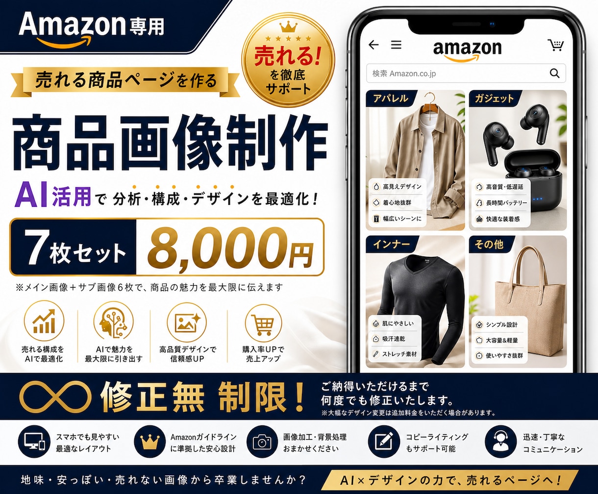Amazon専用！AI活用売れる商品画像を作ります 中国輸入品をAIで売れるAmazon画像にします イメージ1