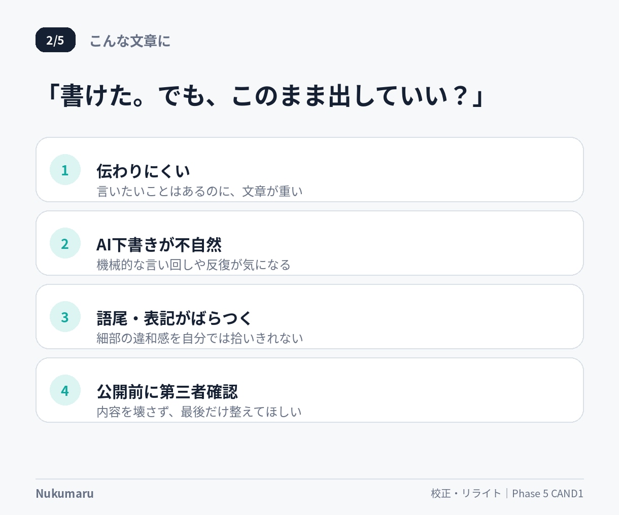 文章を公開前に校正・リライトします 意味を変えず、自然で読みやすい文章に整えます イメージ2