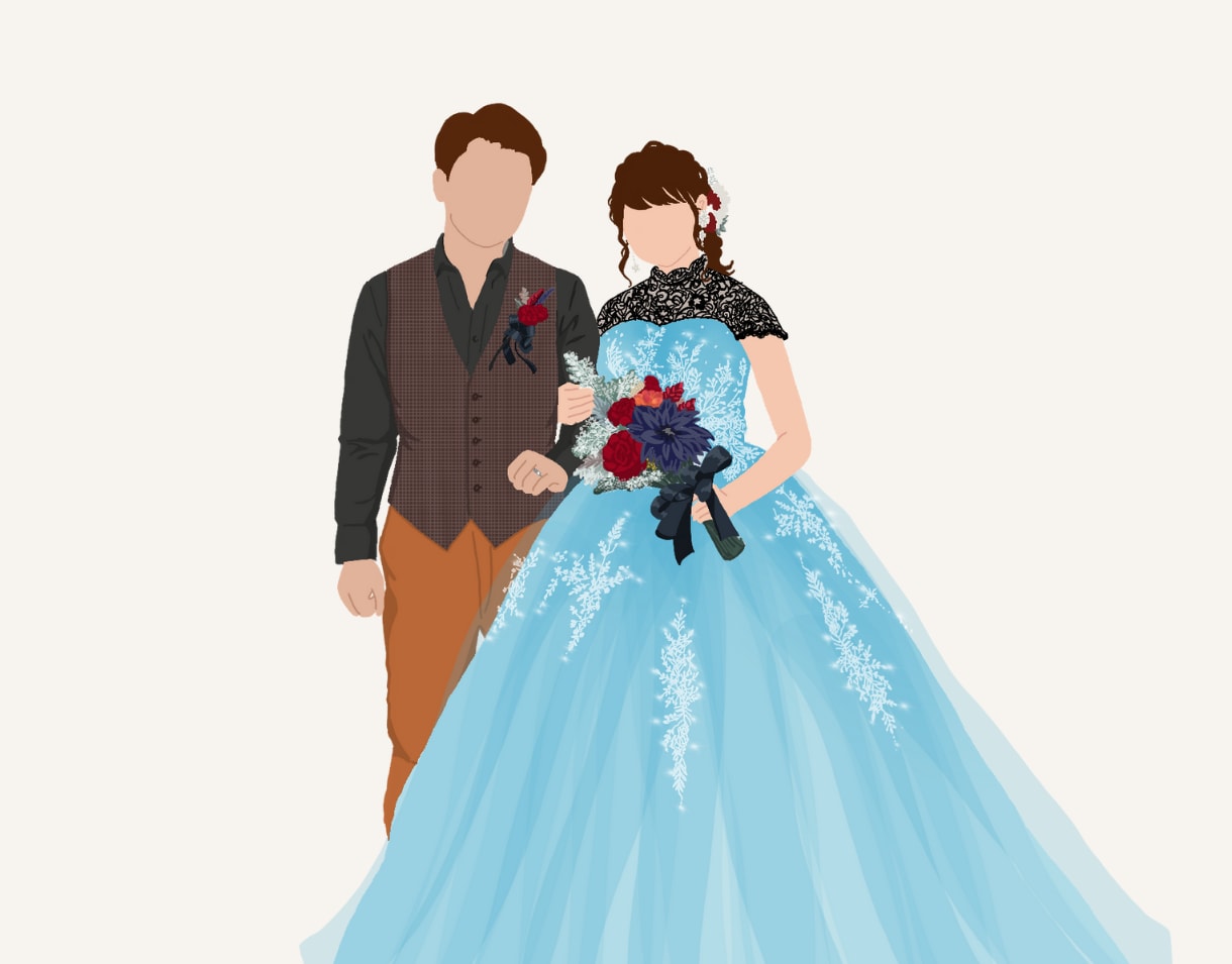 写真からウェディングイラスト作成します ウェディングアイテムや結婚祝いに♡ イメージ4