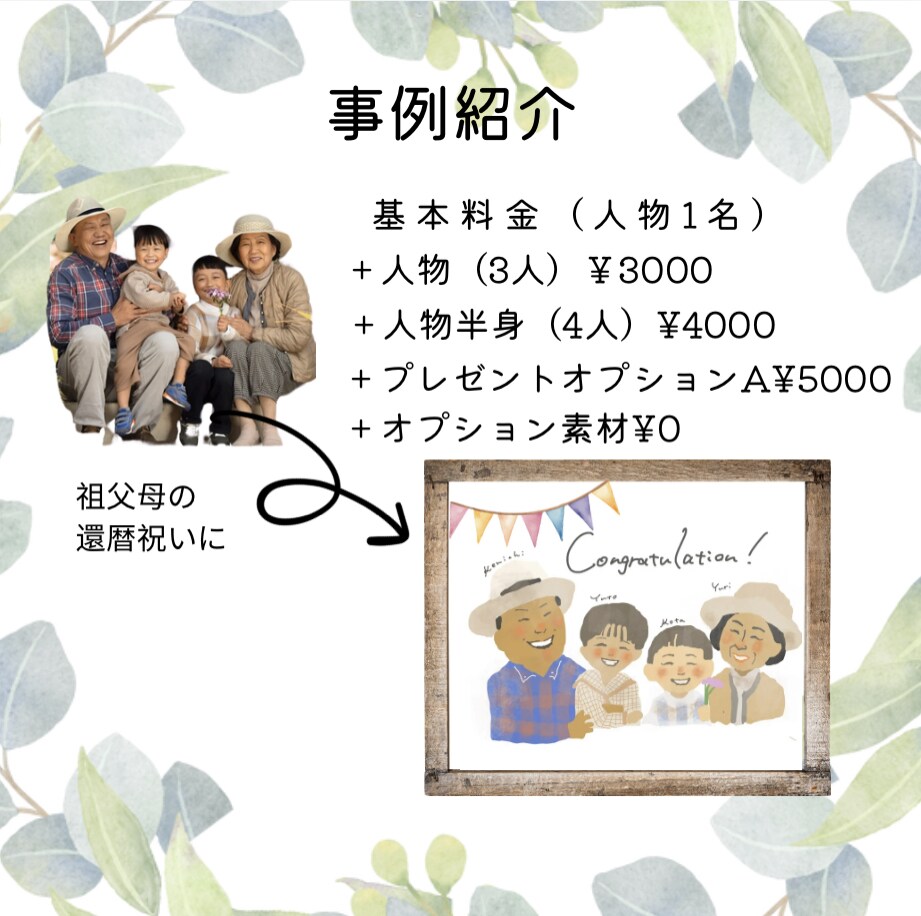 プレゼントにぴったりの絵本タッチ似顔絵描きます オプションでプレゼント配送も行っております♪ イメージ5