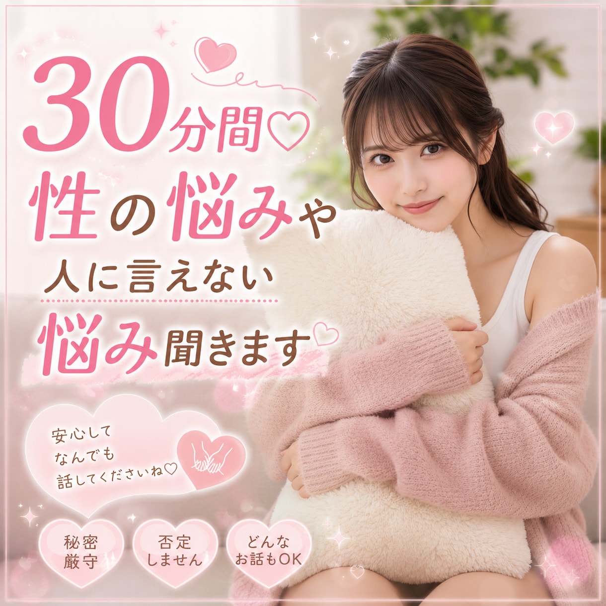 30分間♡性の悩みや人に言えない話聞きます 性の悩み、人に言えない性癖の話など！なんでも聞きます！ イメージ1