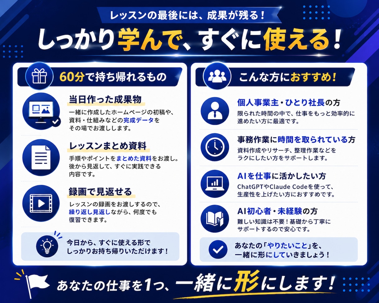 初心者にClaude Codeの使い方教えます HP作成・リサーチ・資料作りに伴走するClaude講師 イメージ6