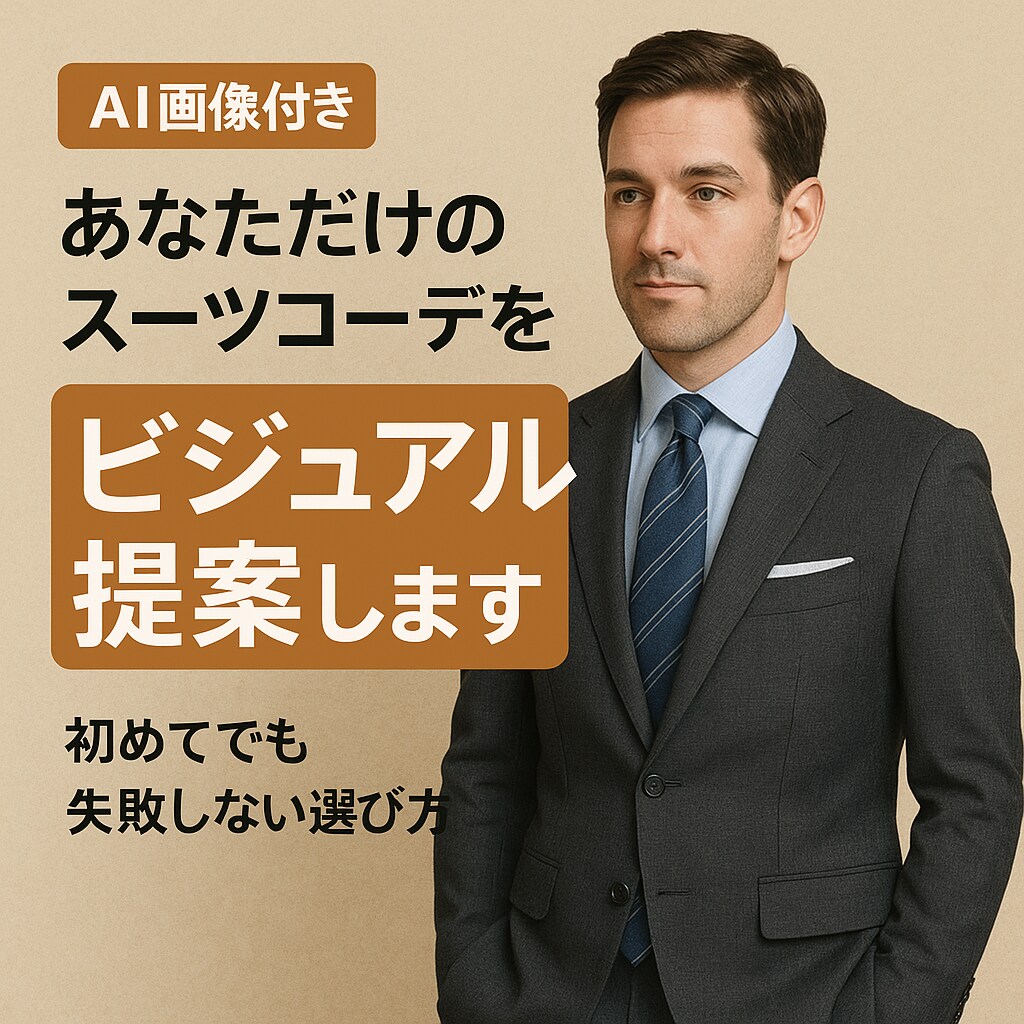 AIビジュアルコーデ提案（画像付き）します 【画像でわかる】あなただけのスーツコーデAIビジュアルで提案 イメージ1