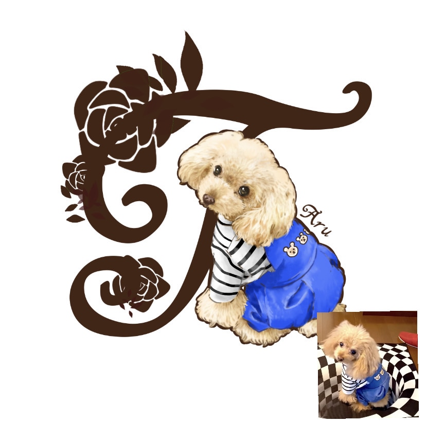 あなたのイニシャルとペット/動物をイラストにします グッズ化やプレゼントに最適！メイキング動画もプレゼント！ イメージ2