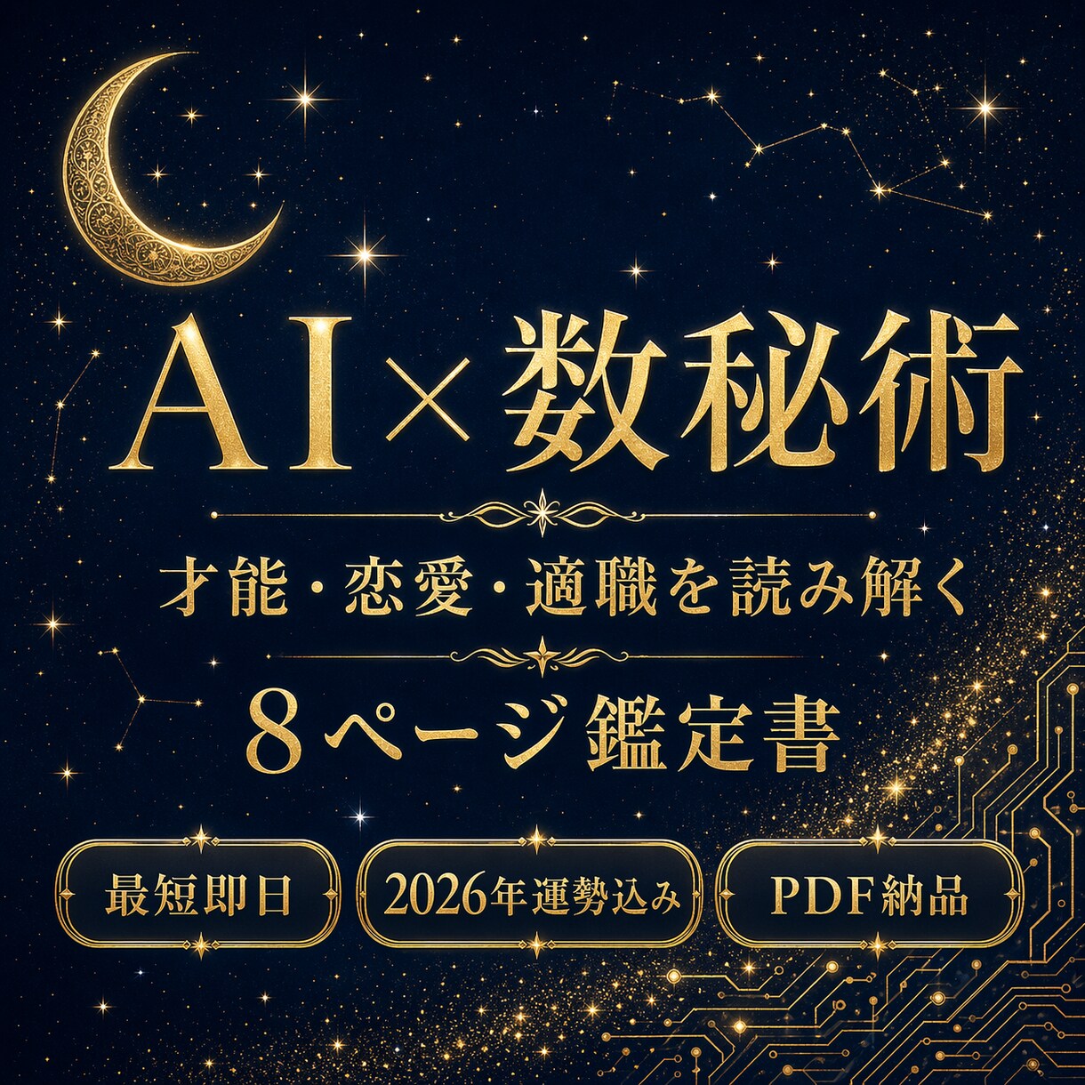 AI×数秘術で才能・恋愛・適職を鑑定します 生年月日だけでOK！2026年運勢込みの8ページ鑑定書 イメージ1
