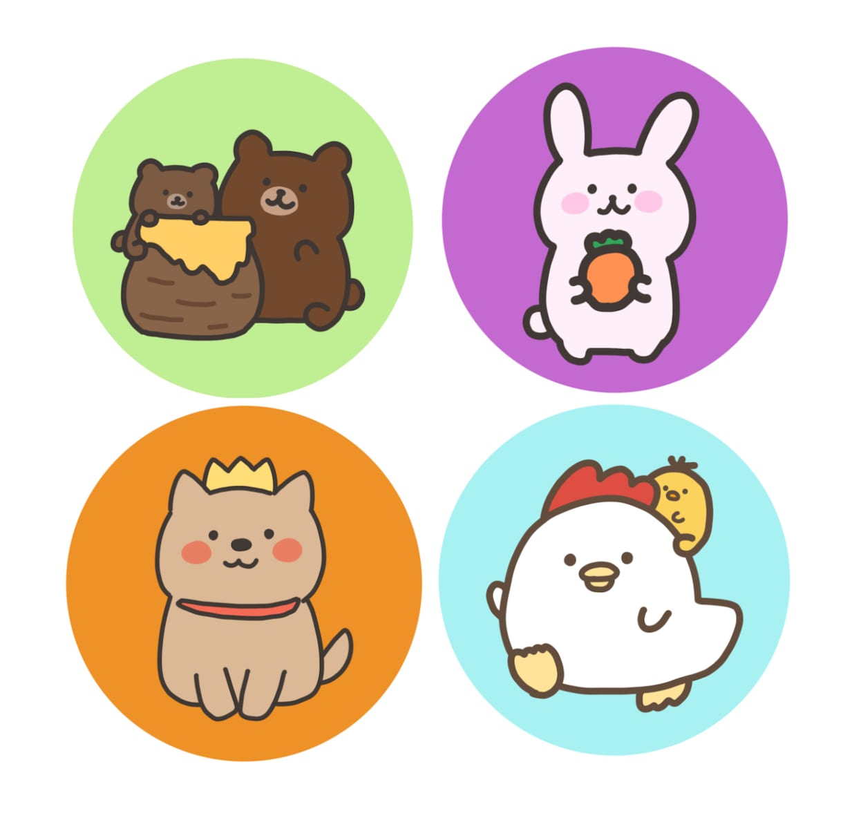 限定お試し価格！SNS用ゆるかわアイコン制作します ★動物や食べ物のゆるかわキャラを描きます！アイコンにぜひ！★ イメージ2