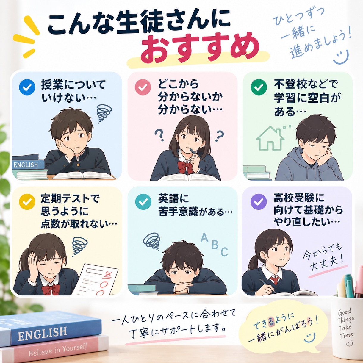 英語が苦手な中学生に基礎から丁寧に教えます 一人ひとりのつまずきに合わせて指導します イメージ2
