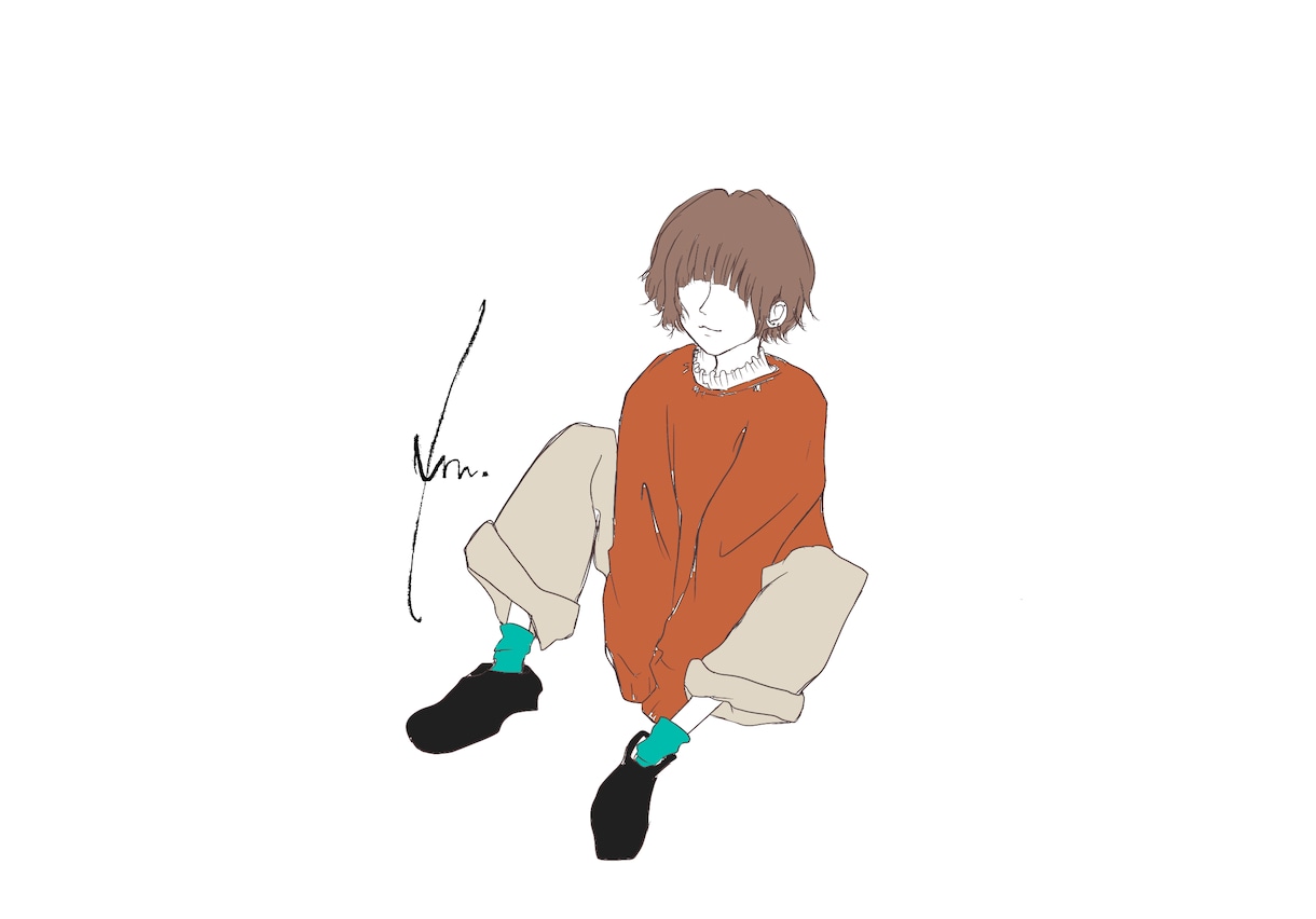 ゆるく可愛い人物デザイン描きます シンプルな線画で丁寧に描きます イメージ1