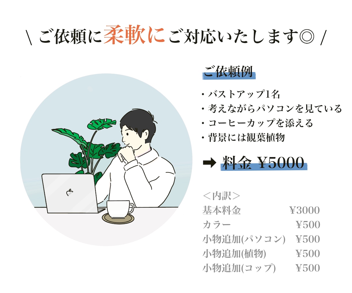 好印象◎ SNS用ビジネス垢アイコン描きます ＜表情やポーズを変えた挿絵もOK！＞ イメージ4