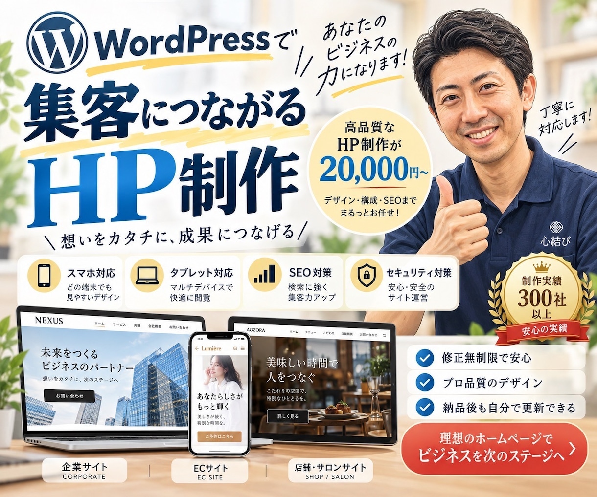 集客に強い本格的なホームページを制作します 【丸投げ歓迎】月額不要！売れる本格HPを2万円で制作します！ イメージ1