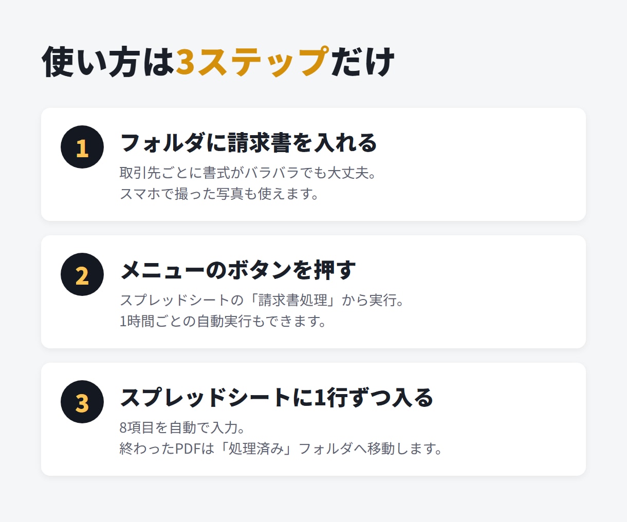 請求書の手入力をAIで自動化します PDFを入れるだけ｜金額の検算・要確認のお知らせ付き イメージ2