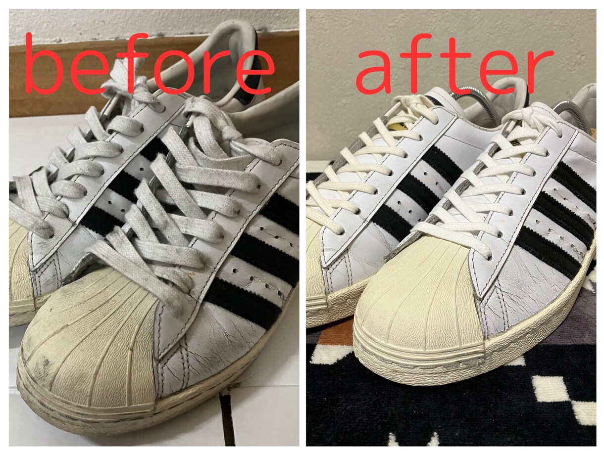 革靴、スニーカー磨きします｜色・ツヤ復活します ツヤ・発色が生まれ変わるBefore→After イメージ1