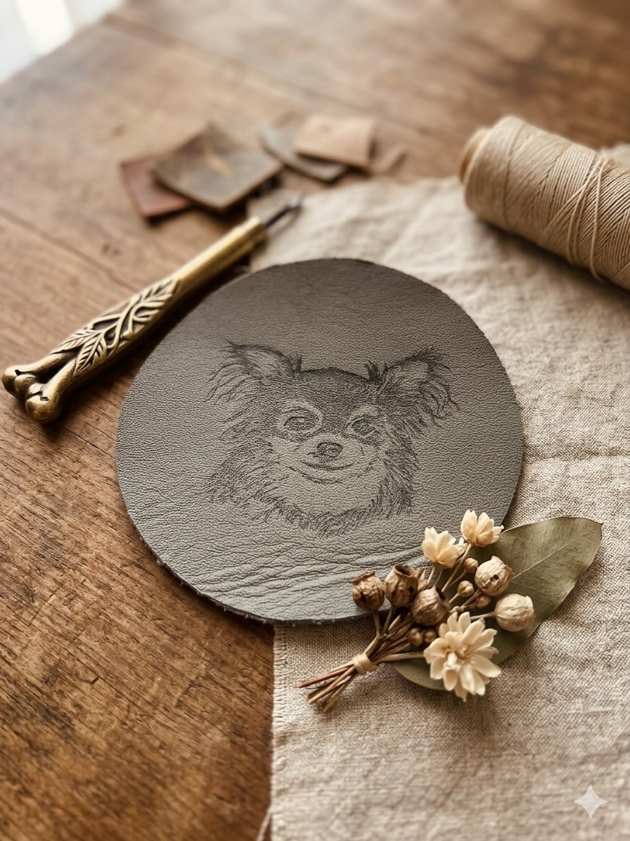 手描きチワワキーケース＆バッグチャーム制作します ご注文後に手縫いでキーケースへと仕上げます。 イメージ1